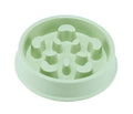 Blue plastic pet bowl with anti-choking slow feeding puzzle pattern for dogs and cats