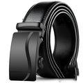Men's leather belt with automatic buckle, cowhide finish, 3.5cm width, available in black surface colours