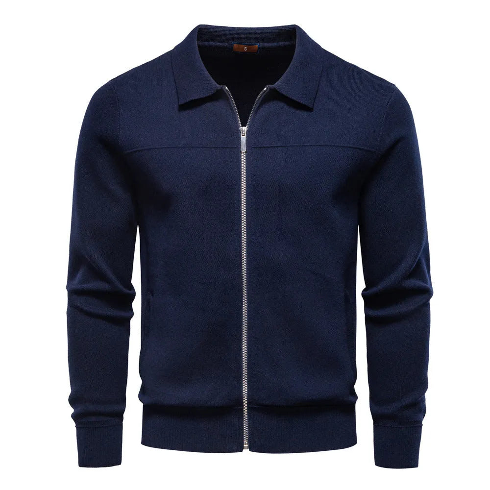 Men's 100% cotton zip cardigan jacket in slim fit black available in sizes S to XXL