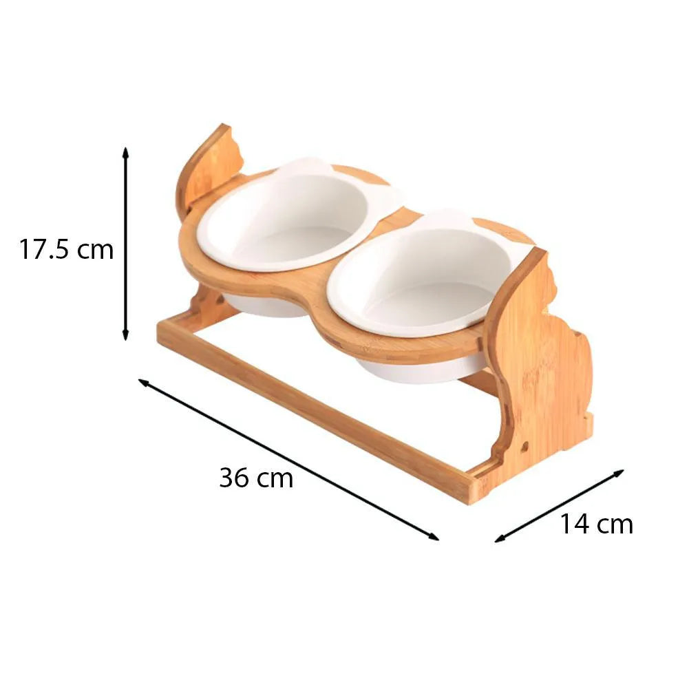 Ceramic pet bowl cat food bowl with stand for cats 400ml capacity single or double bowl in black white black and white choice of stand or shelf colour options as shown