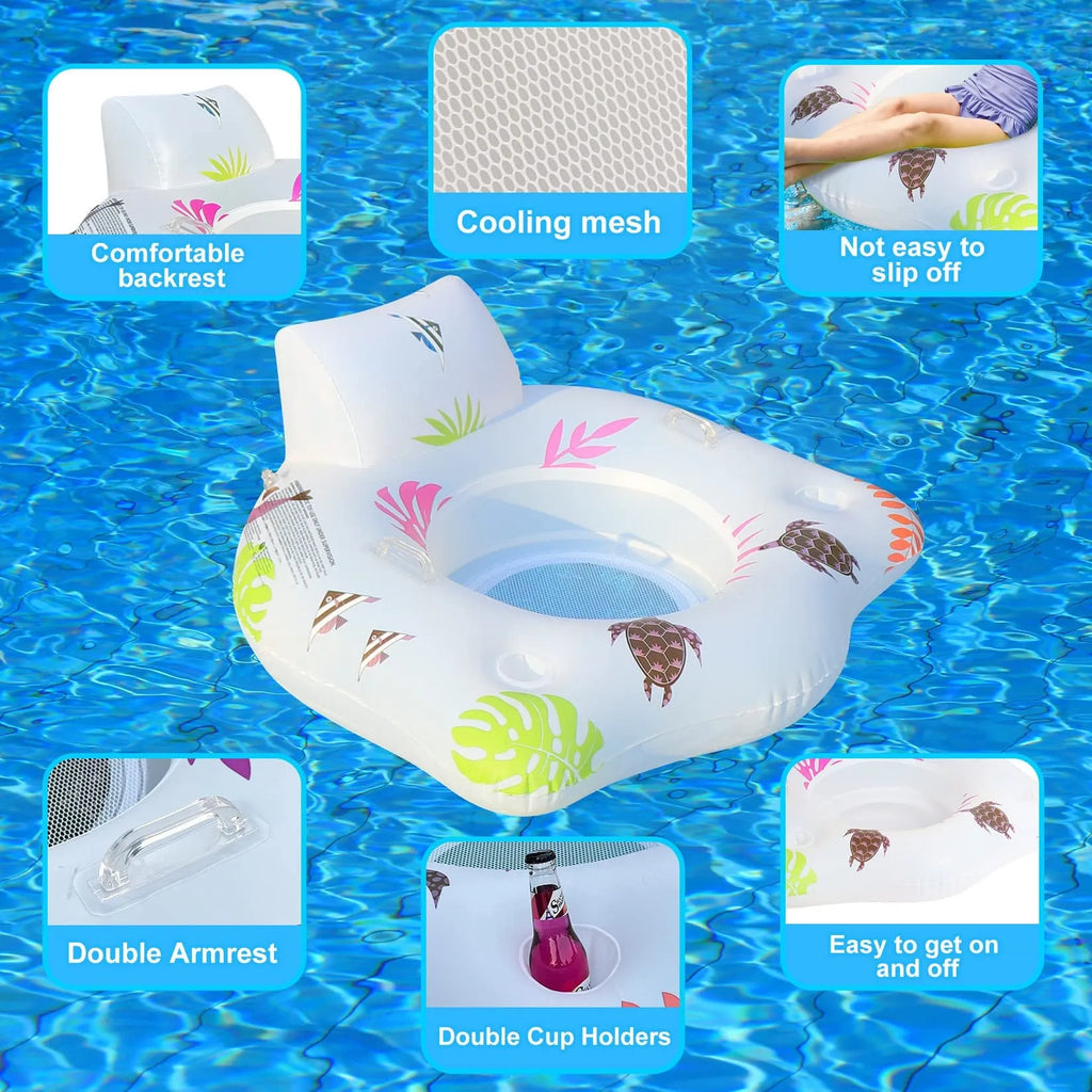 White U-shaped luminous inflatable float for pool lounging.