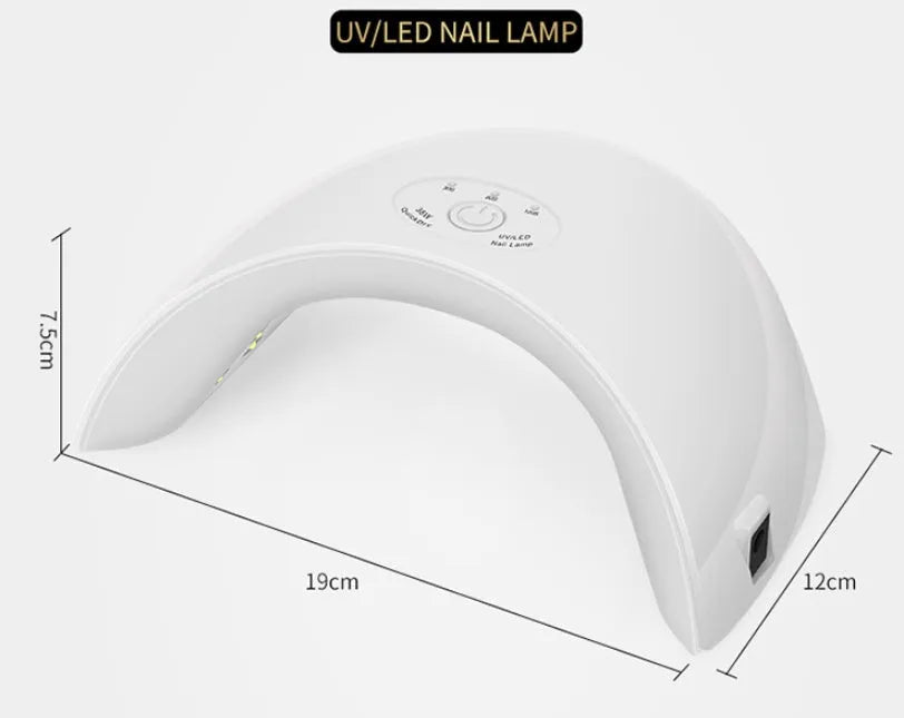 Pink 36W LED nail phototherapy machine dryer with USB cable for gel nail curing