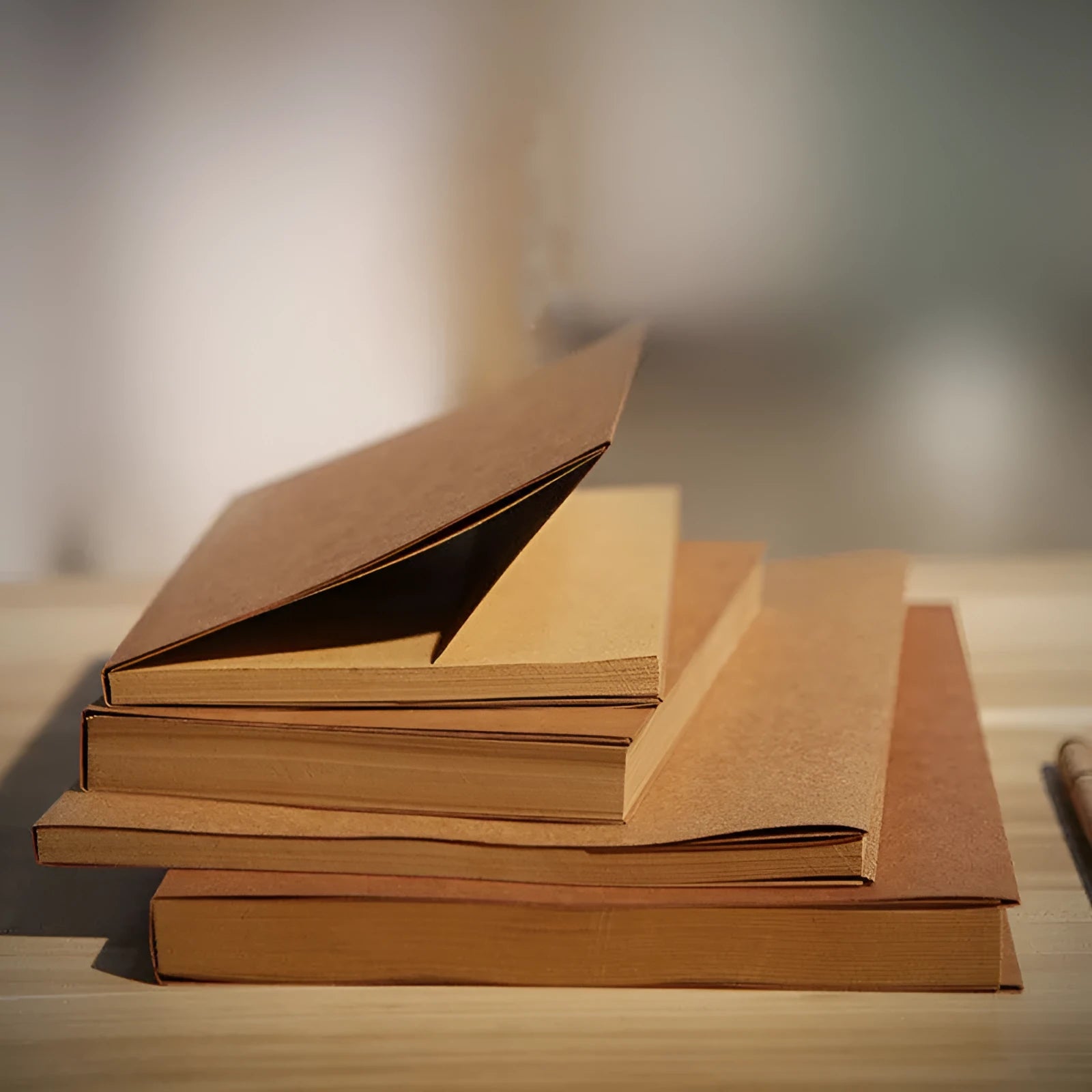 Brown kraft paper sketchbook open to show drawing, with 16K and 32K size options