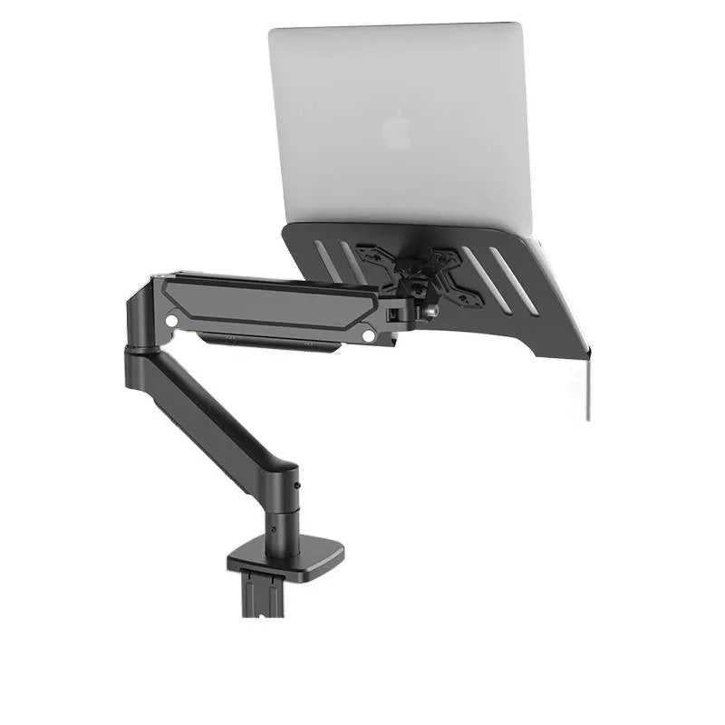 Aluminium alloy laptop support bracket with suspended cooling design and height adjustment 440x330mm on a desktop