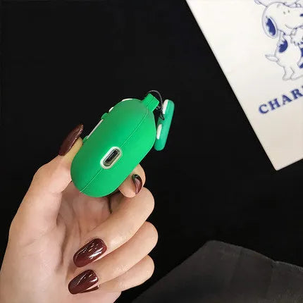 Cartoon earphone box cover for wireless earbuds case in pink pig nostrils design, front view