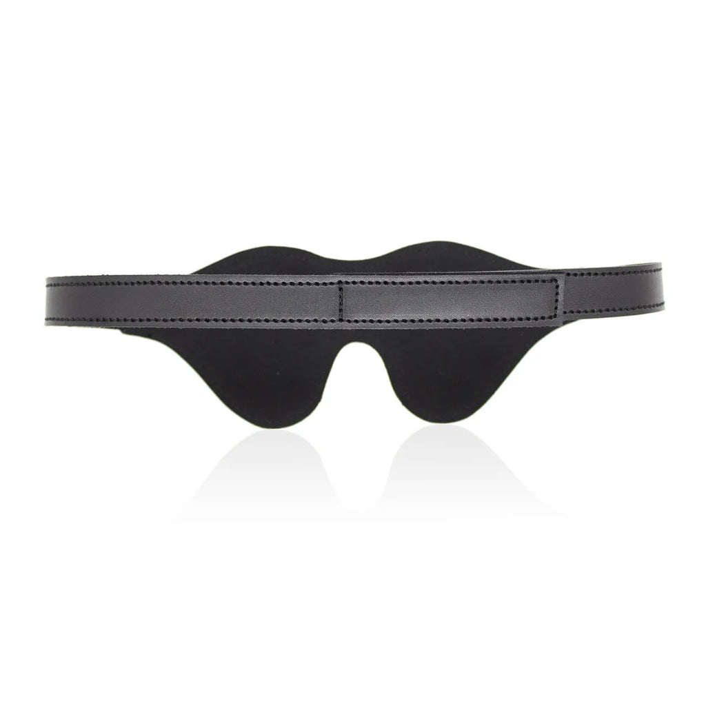 Leather eye mask with three-dimensional design and Velcro adjustment strap