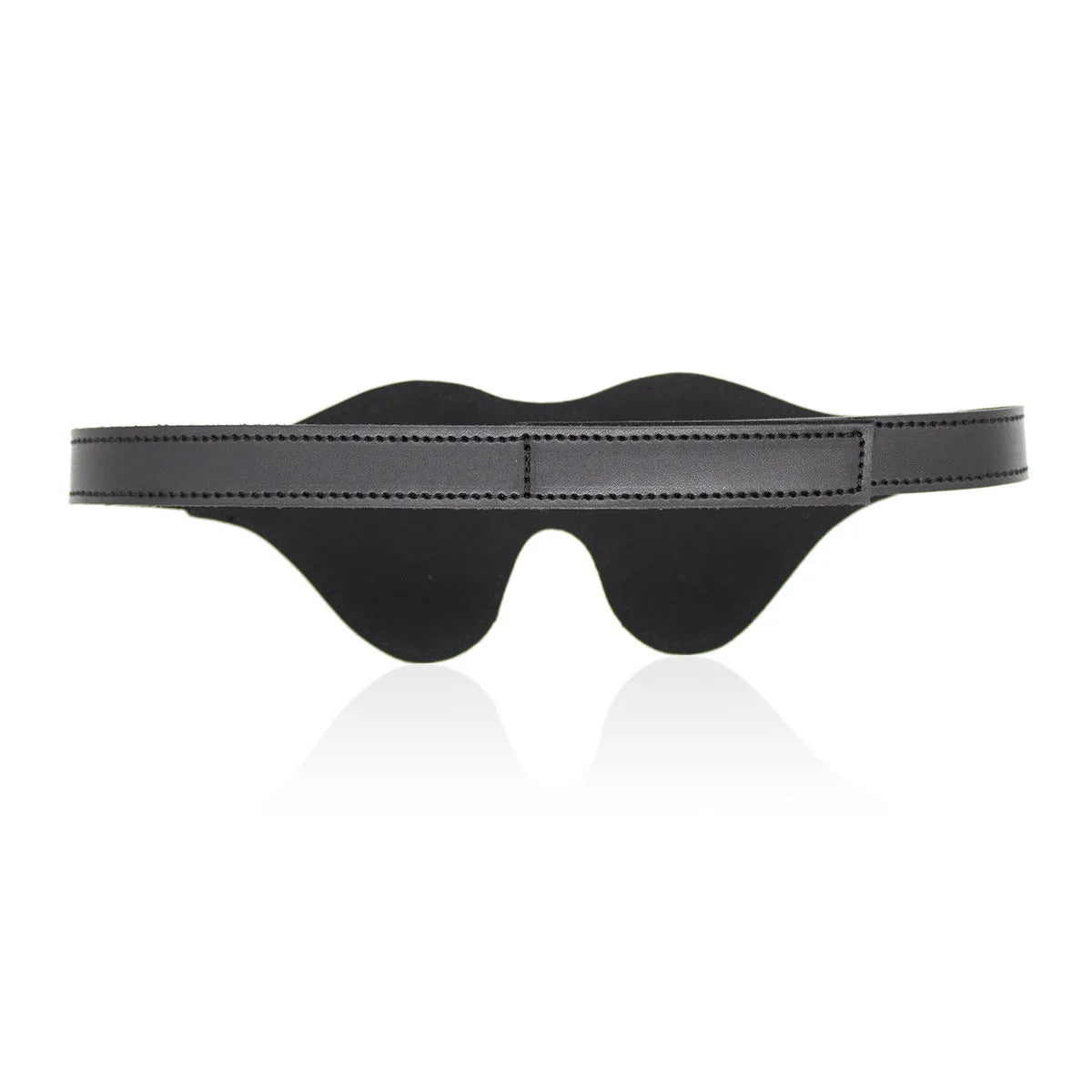 Leather eye mask with three-dimensional design and Velcro adjustment strap