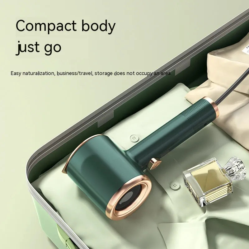 Mini portable handheld garment steamer in beige with titanium soleplate and 50ml water tank