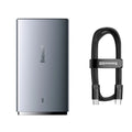 Moon shadow grey 65W GaN fast charger with Type-C cable on a desk