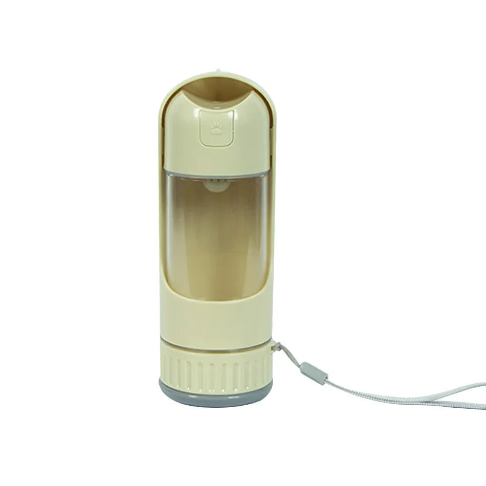 Portable plastic folding pet cup 350ml in Beige White for dog travel water