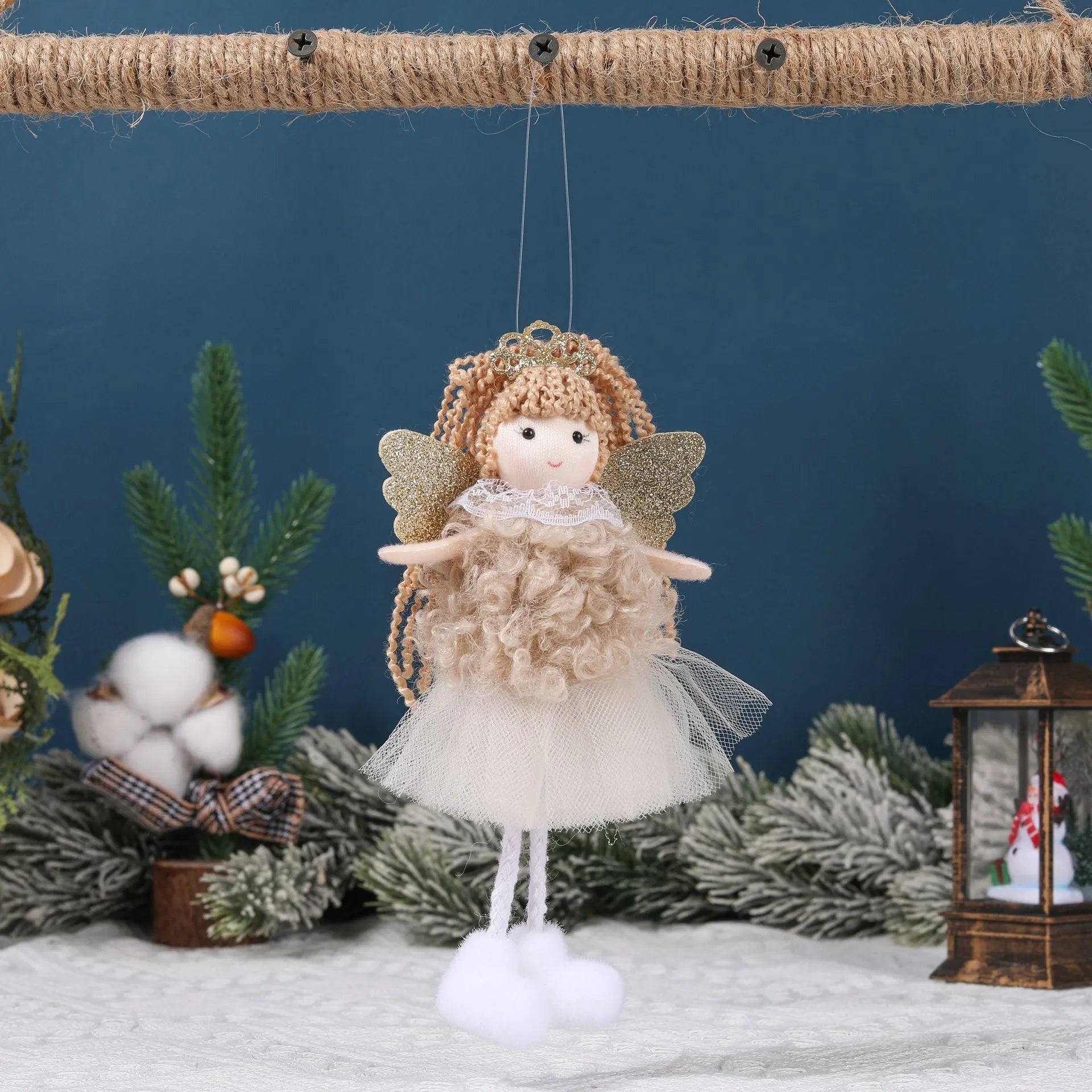 Christmas angel girl fabric hair pendant for a high ponytail in cartoon style.
