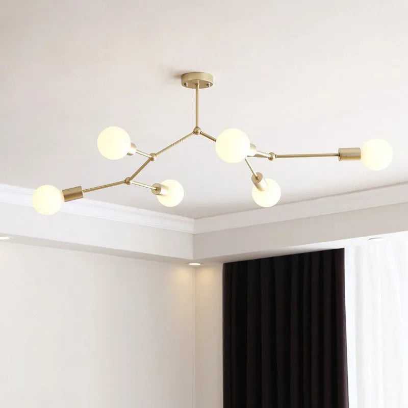 Nordic style iron ceiling lamp with three heads in black finish for living room