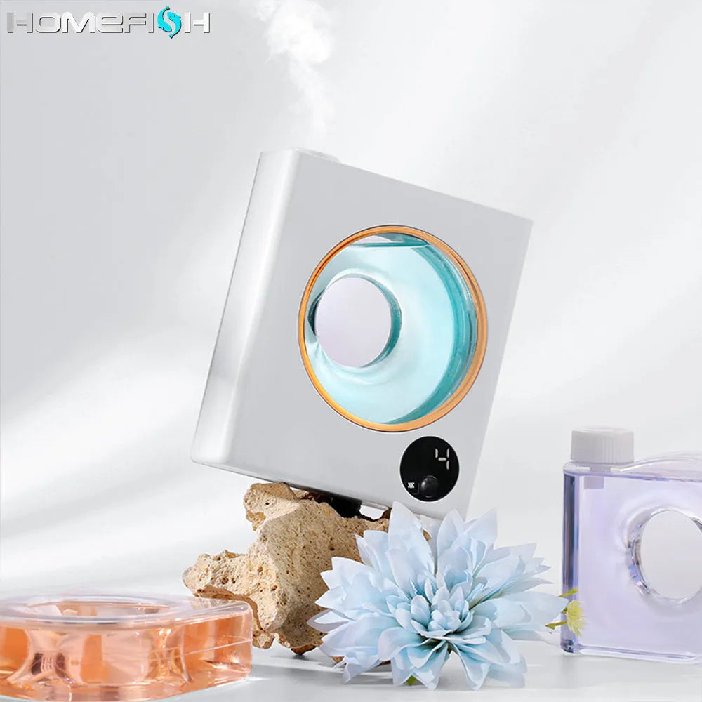Small white wall-mounted automatic aromatherapy machine with USB charging port