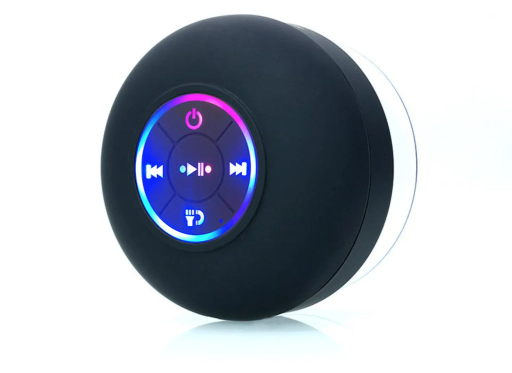 Large waterproof Bluetooth speaker with a suction cup base, shown in one of six available colours.
