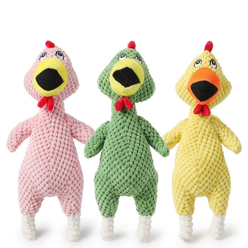 Soft pineapple velvet squeaky dog toy 35cm in pink, green, and yellow for small medium large dogs and cats