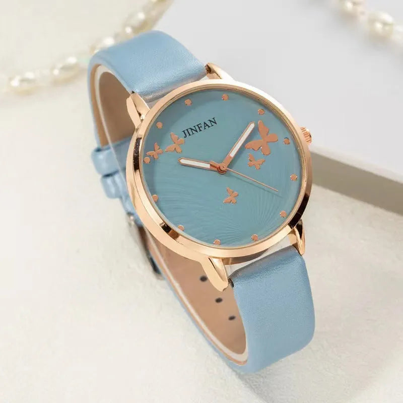 Student Sweet Butterfly Fashion Quartz Wrist Watch with 36mm dial and titanium buckle