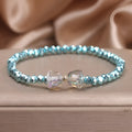 Handmade artificial crystal butterfly bracelet in blue, dark pink, and light pink for women ethnic style