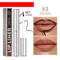 Matte finish pointed toe lip liner pencil with tear and pull design shown in rose pink colour