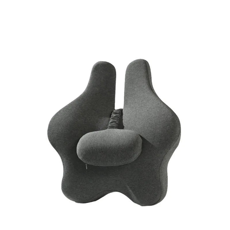 Memory foam car cushion with lumbar support in black, grey, or pink