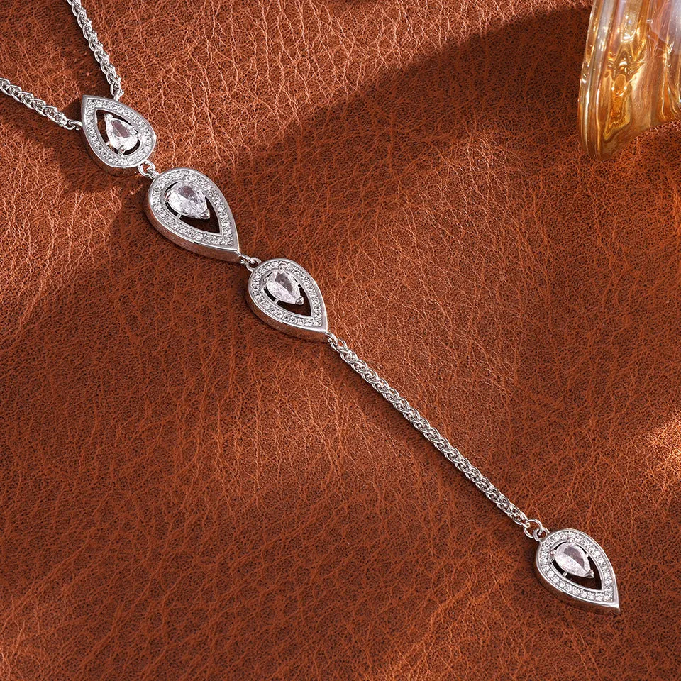 Water drop women's all-match necklace electroplated copper in gold and white colours
