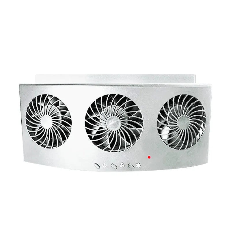Black and white car ventilation fan with USB cable for vehicle interior air circulation