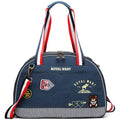 Blue Japanese cartoon style pet diaper bag in denim measuring 43cm by 20cm by 30cm