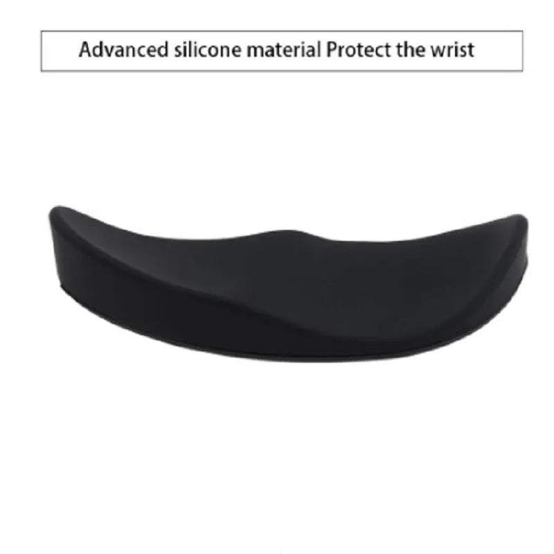 Ergonomic silicone mouse wrist rest pad with black gliding surface for right hand use
