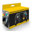 Black wireless gamepad controller with buttons, compatible with Nintendo SWITCH and Windows PCs.