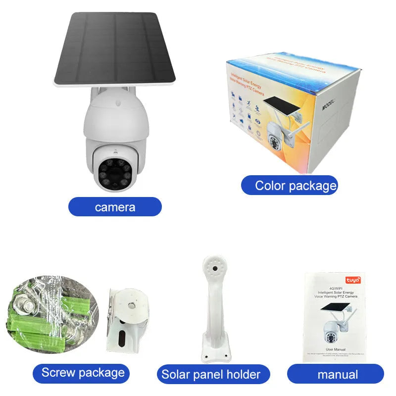 Graffiti solar surveillance camera outdoor waterproof 4G camera 2-inch ball machine with solar panel