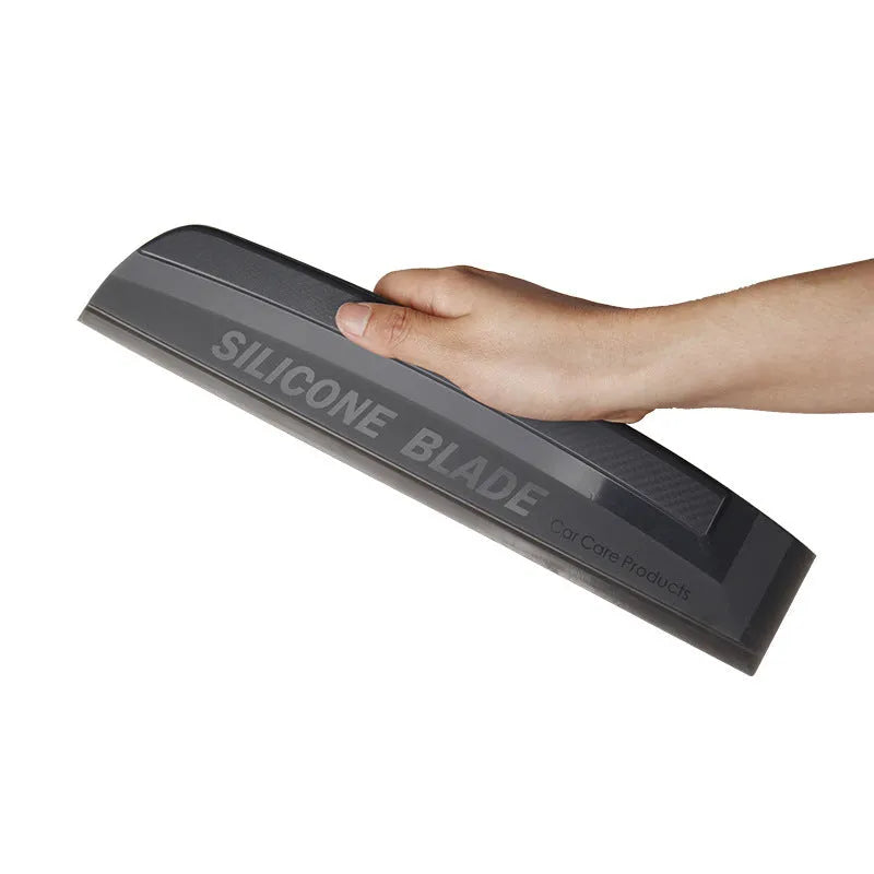 One-piece black silicone car wash wiper with soft non-scratch edge for paint and windows