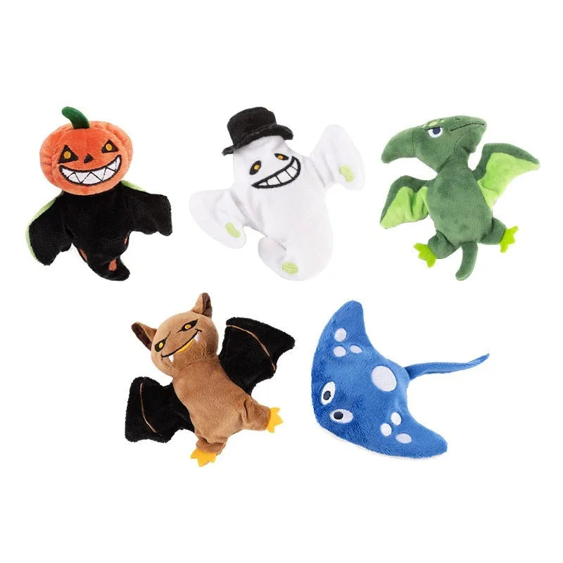 Rechargeable pet electric sound cat plush toy with swing wings in Halloween bat style