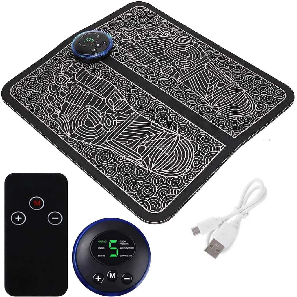 Rechargeable portable foot massage pad with infrared and EMS micro current, USB charging, push-button control
