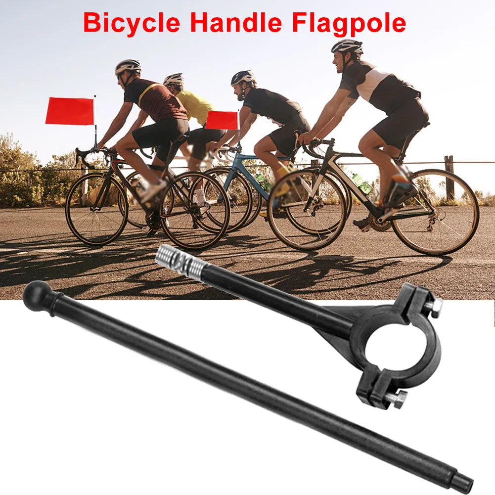 Square polyester car flag on a 30 cm white plastic pole for handlebar mounting or hand waving.