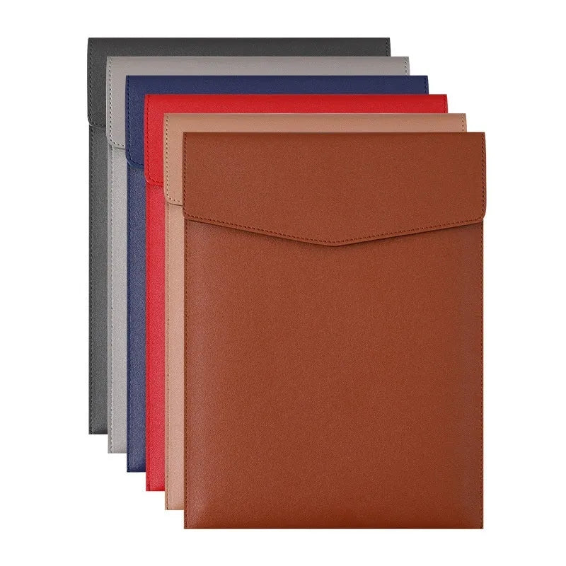 A4 vertical PVC leather file bag in black, blue, red, light brown, dark brown, light gray, dark gray for business documents