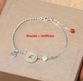 Women's Hetian jade bracelet with 925 silver peace buckle charm in traditional Chinese design