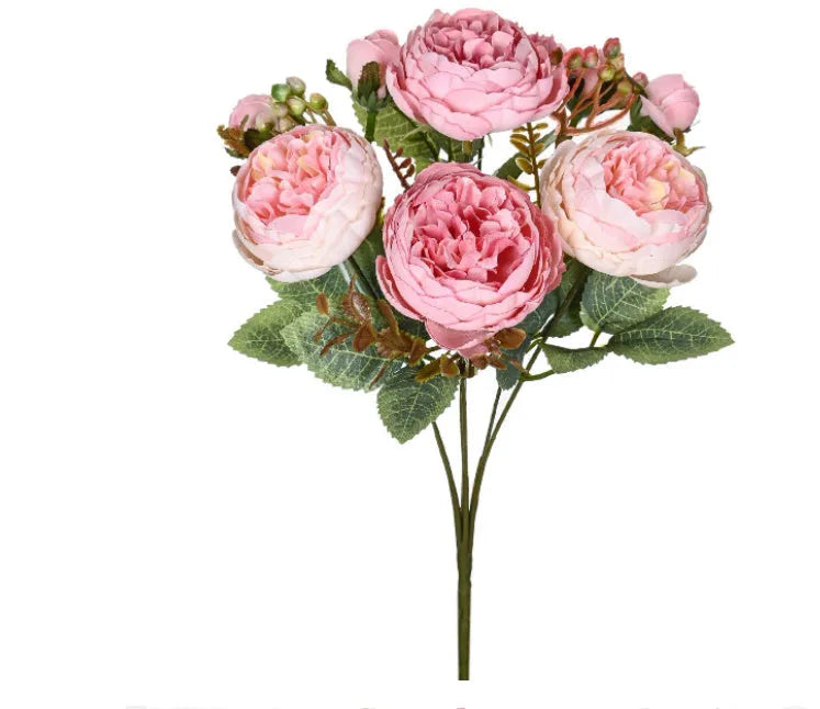 Silk artificial peony bouquet arrangement in champagne colour for wedding or home decoration