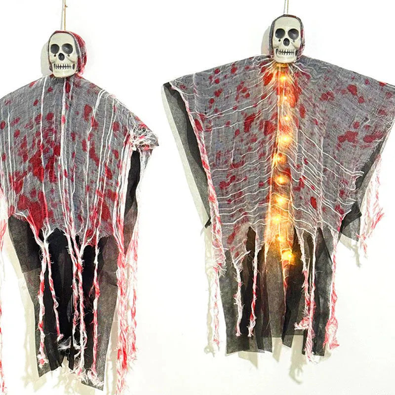 Halloween luminous skull hanging ghost ornament with blood-dyed colour