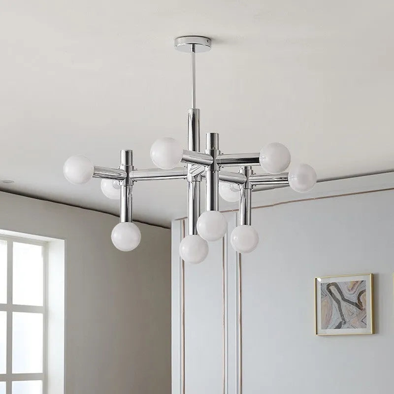Creative bean Nordic chandelier wrought iron glass aluminium chrome 10 heads low voltage