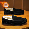 Men's loafer-style casual slip-on shoes with synthetic PU upper in black, round toe design