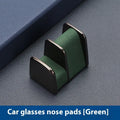 Green zinc alloy and leather car dashboard clip for holding sunglasses, shown next to a ruler showing 3.7cm size.