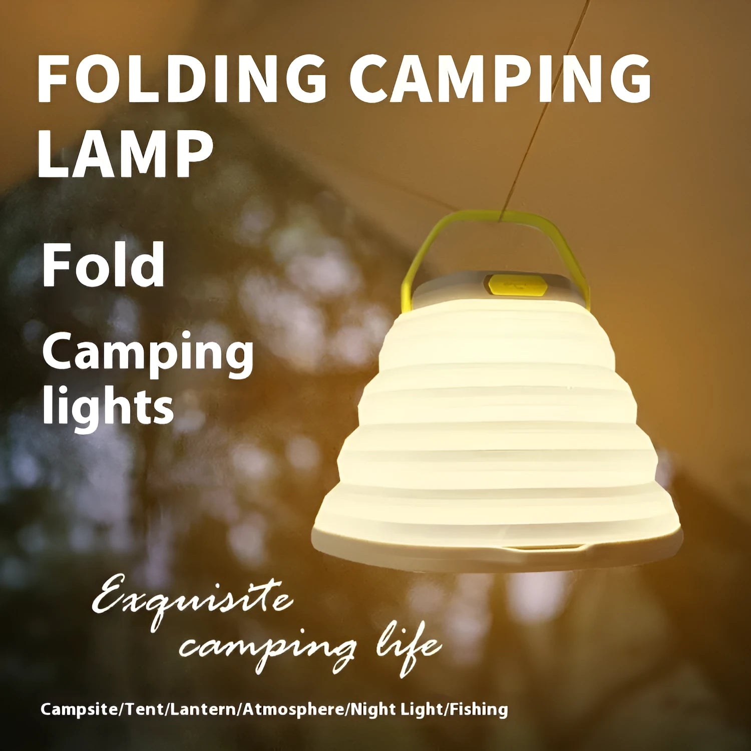 White camping lamp with large capacity lighting and single-key cycle switch for tent use