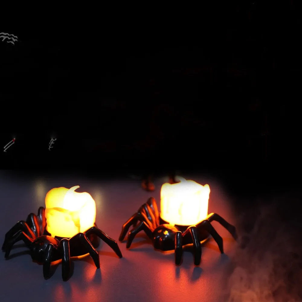 Plastic Halloween spider candlestick ornament with battery compartment