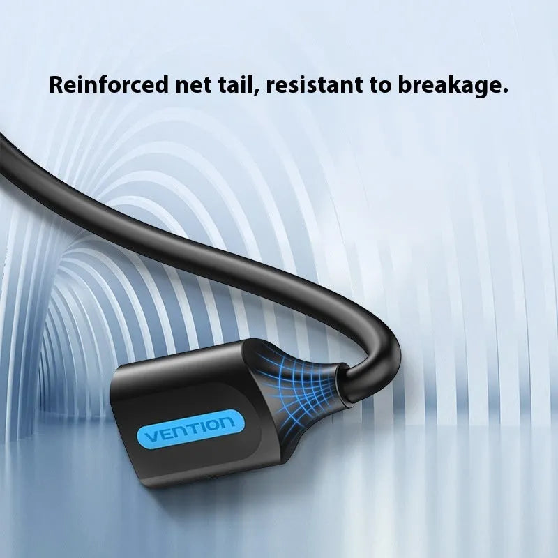 Black USB A Male to AM male extension cable with straight head connectors on a white background.