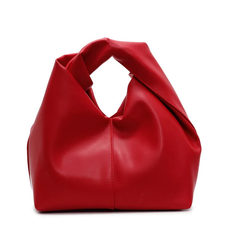 Women's casual PU leather foldable dumpling handbag in multiple colours showing sandwich pocket.