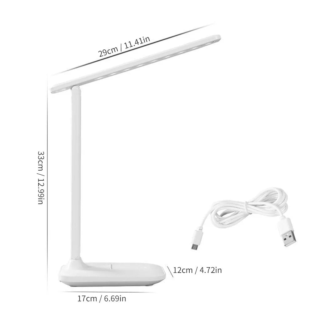 White plastic touch dimming bedside lamp with USB charging port.