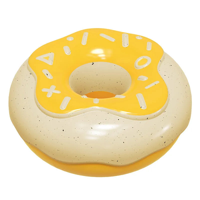 Pink donut-shaped dog toy with textured surface for teeth cleaning