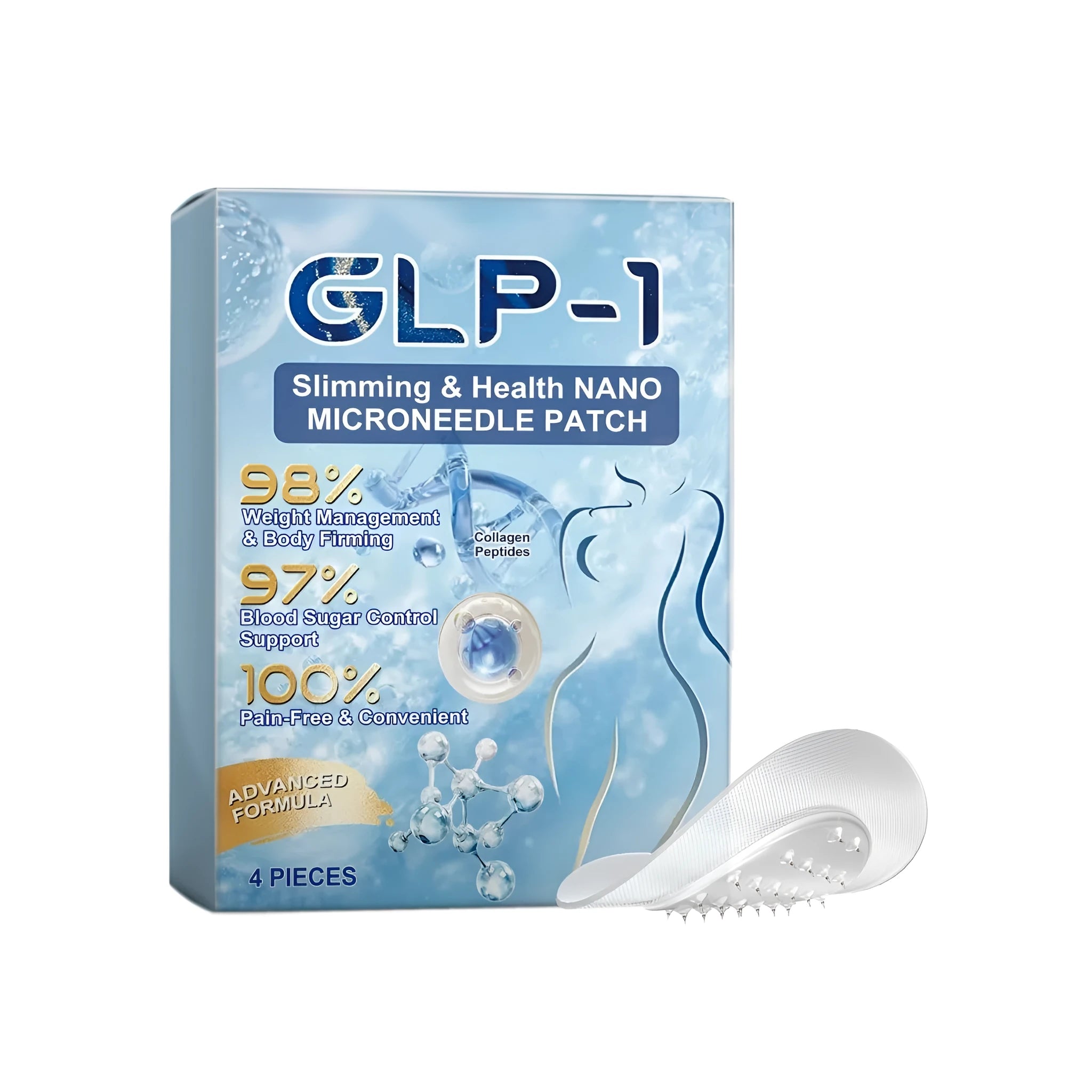 Pack of 4 slimming health nano microneedle patches for body shaping with active ingredients