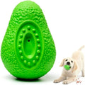 Green avocado-shaped natural rubber dog chew toy for aggressive chewers.