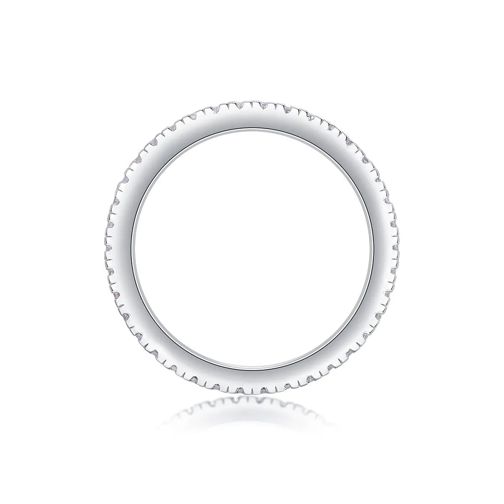 Moissanite wedding ring set in S925 silver with platinum plating, sizes 5 to 9, gift box and GRA certificate