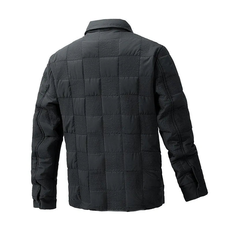 Men's quilted shirt jacket with knitted polo collar in multiple colour options